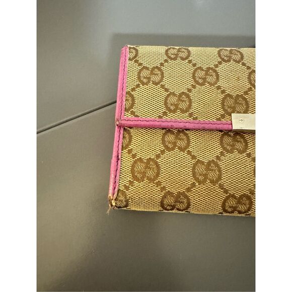 Gucci GG Monogram Long Wallet Tan/Pink - Picture 4 of 8
